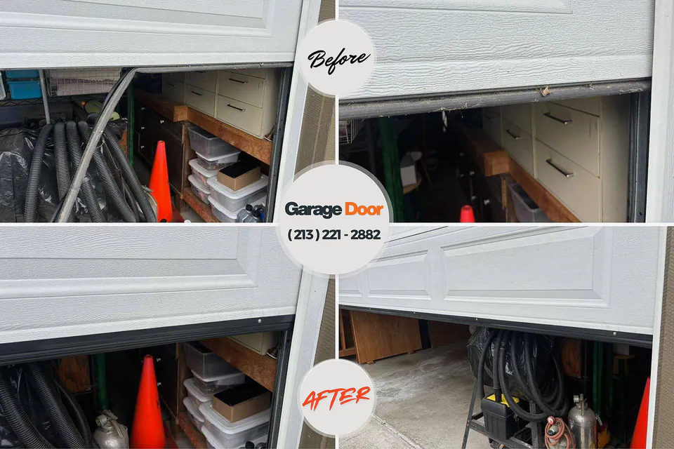 Before and after: garage door repair Trafalgar, IN